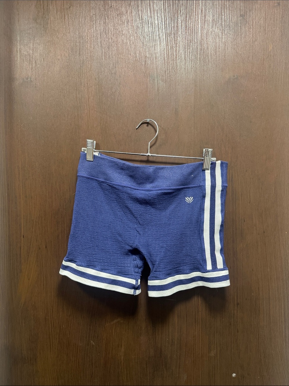 Forever 21 Blue Knit Bike Shorts with White Stripes